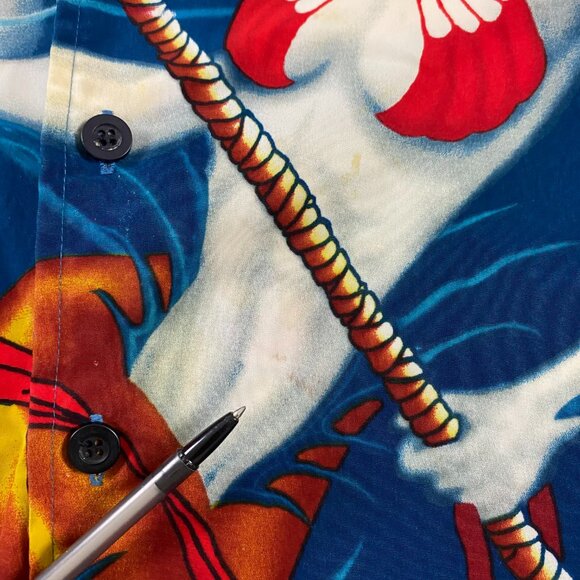 Vintage 90s Y2K Mermaid Anime All Over Print Shirt Mens Large Button Down Up R2 - Picture 7 of 11